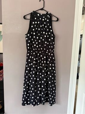 Ann Taylor Black and White Polka Dot Sleeveless Dress